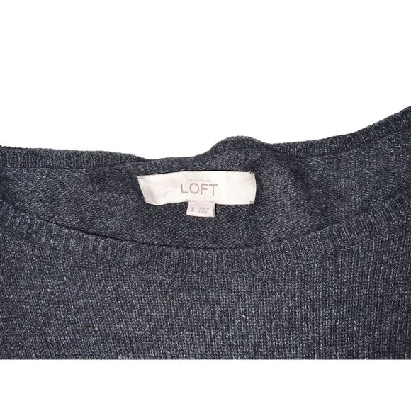 LOFT Black Gray Cream Crew Neck Block  Sweater Small Rayon Wool Cotton - Picture 2 of 14